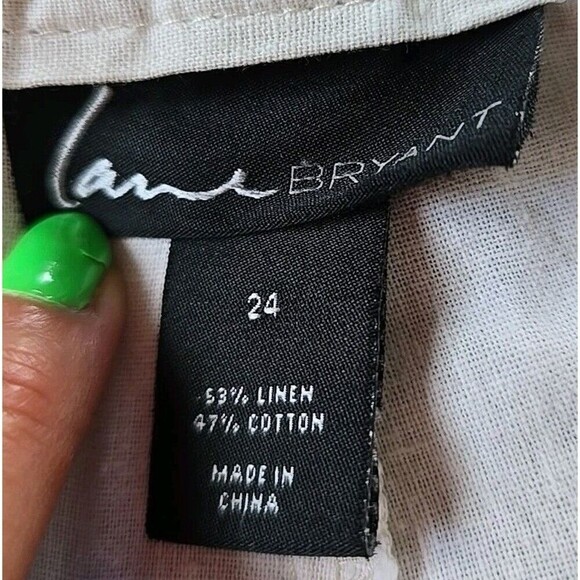 Lane Bryant Women's Plus Size 24 Linen Blend Beige Shorts - Picture 3 of 4